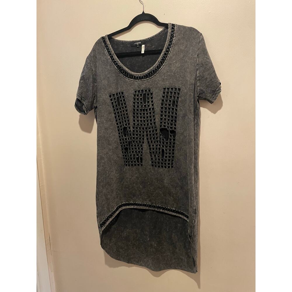 Long high low black and gray short sleeve goth emo grunge top/dress size medium